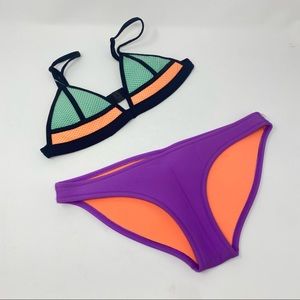 Triangl orange aqua purple bikini size xs